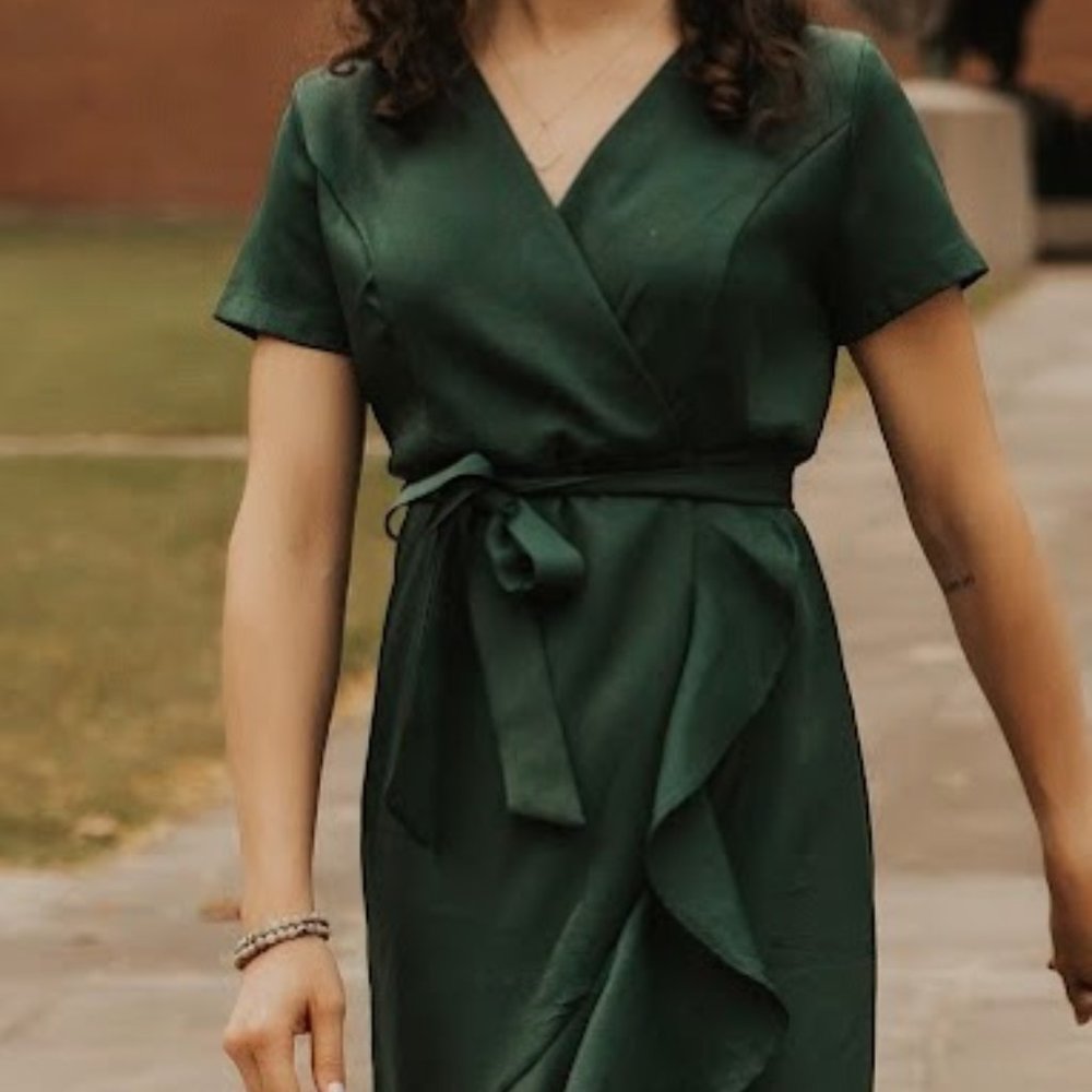 Emerald Asymmetrical Moments Dress